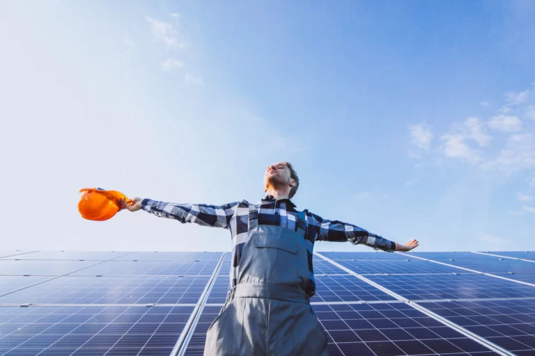 man worker firld by solar panels 1303 15586